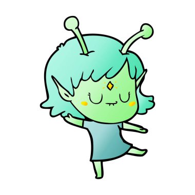 vektör çizim karikatür uzaylı kız