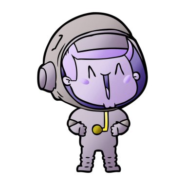 mutlu karikatür astronot vektör çizim