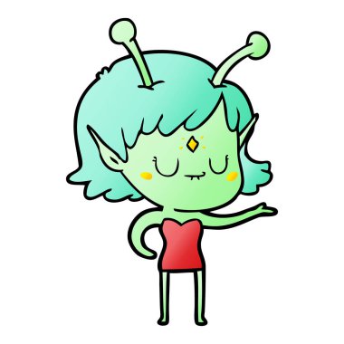 vektör çizim karikatür uzaylı kız