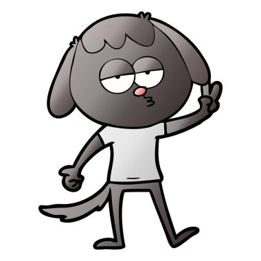 yorgun köpek barış işareti veren çizgi film