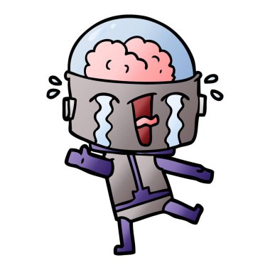 vektör çizim robot ağlıyor çizgi film