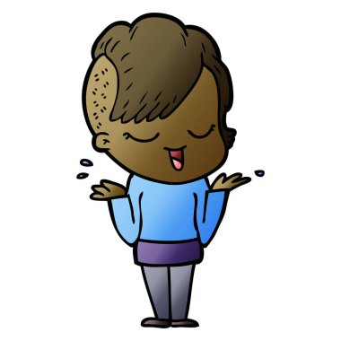 mutlu çizgi film kız vektör çizim