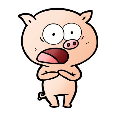 vektör çizim karikatür domuz bağırarak