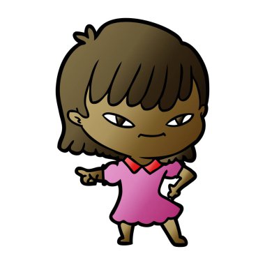 Çizgi filmdeki kadının vektör çizimi