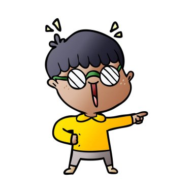 çizgi film çocuk gözlük takıyor