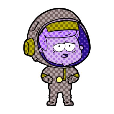 vektör çizim karikatür yorgun astronot