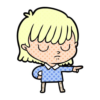 Çizgi filmdeki kadının vektör çizimi