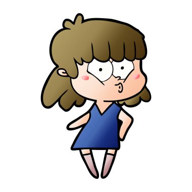 vektör çizim karikatür kız ıslık