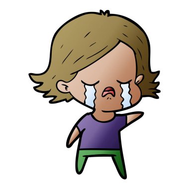 vektör çizim karikatür kız ağlıyor