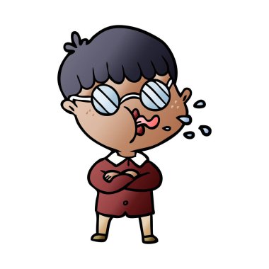 çizgi film çocuk gözlük takıyor