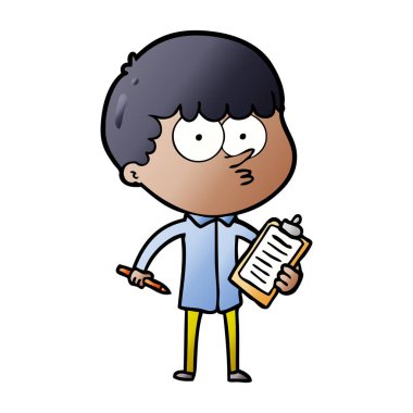 Not alma karikatür meraklı çocuk