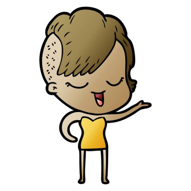 mutlu çizgi film kız vektör çizim