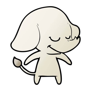 vektör çizim karikatür fil gülümseyen