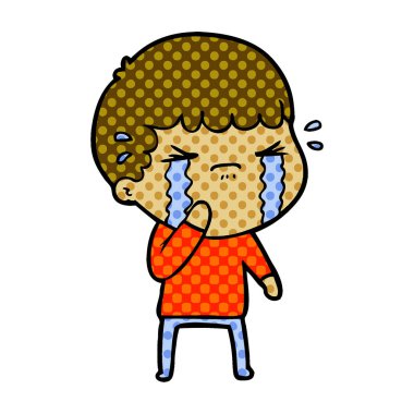 vektör çizim karikatür adam ağlıyor