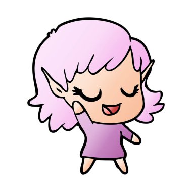 mutlu karikatür elf kızı