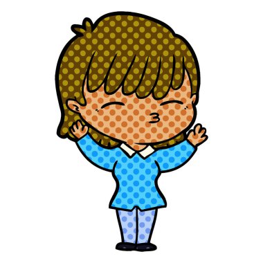 Çizgi filmdeki kadının vektör çizimi