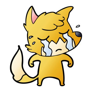 Tilki çizgi film ağlama vektör çizim