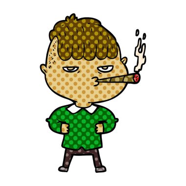 vektör çizim karikatür adam Sigara