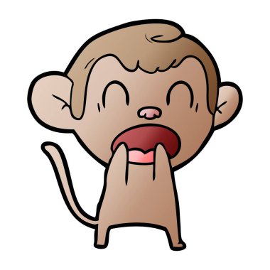 bağırarak karikatür maymun vektör çizim