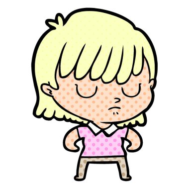 Çizgi filmdeki kadının vektör çizimi