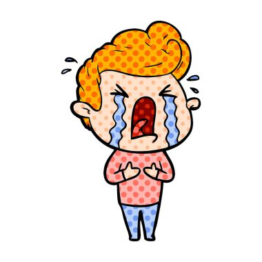 adam ağlıyor çizgi film vektör çizim