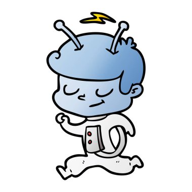 çalışan dostu karikatür uzay adamı