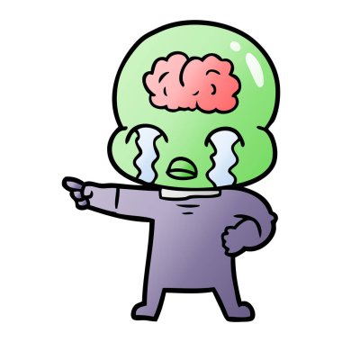 çizgi film büyük beyin uzaylı ağlıyor ve işaret