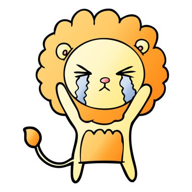 vektör çizim aslan ağlıyor çizgi film
