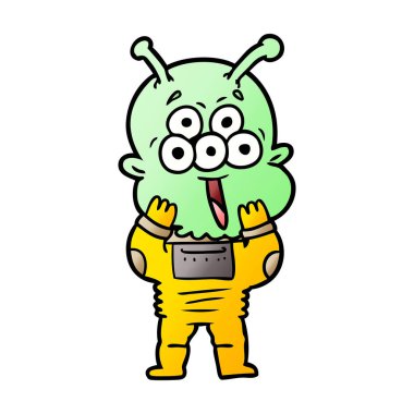 mutlu çizgi film uzaylı vektör çizim