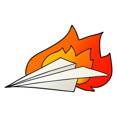 çizgi film yanan kağıt uçak