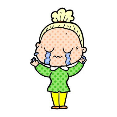 çizgi film ağlayan yaşlı kadın