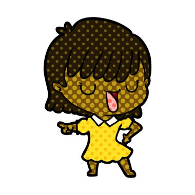 Çizgi filmdeki kadının vektör çizimi