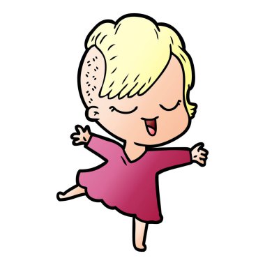 mutlu çizgi film kız vektör çizim