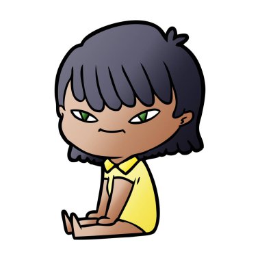 Çizgi filmdeki kadının vektör çizimi