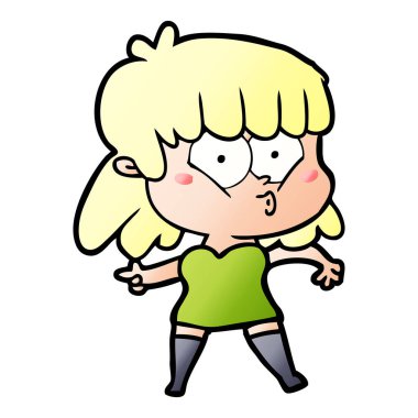 vektör çizim karikatür kız ıslık