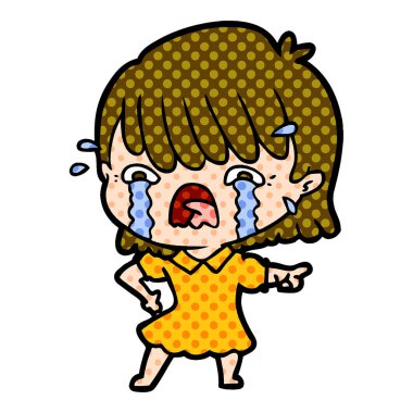 vektör çizim karikatür kız ağlıyor