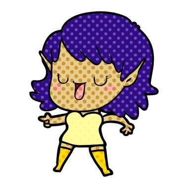 vektör çizim karikatür elf kızı