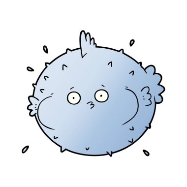 vektör çizim karikatür kirpi balığı