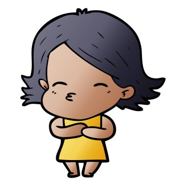 Çizgi filmdeki kadının vektör çizimi