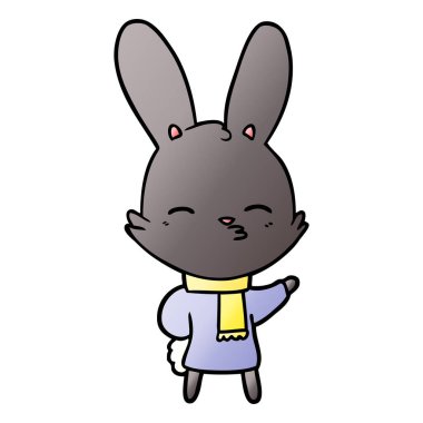 meraklı bunny çizgi vektör çizim