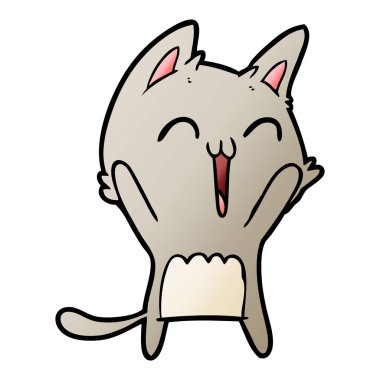 vektör çizim karikatür mutlu kedi