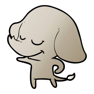 vektör çizim karikatür fil gülümseyen