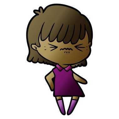 rahatsız çizgi film kız vektör çizim