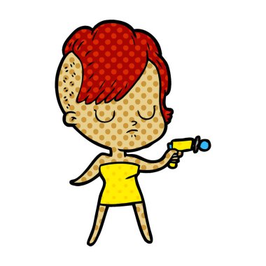 Çizgi filmdeki kadının vektör çizimi