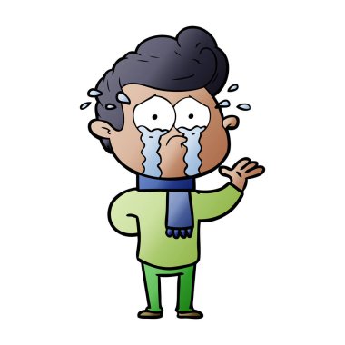 adam ağlıyor çizgi film vektör çizim