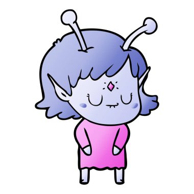 vektör çizim karikatür uzaylı kız