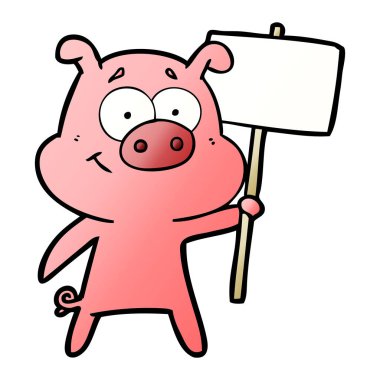 mutlu karikatür domuz vektör çizim