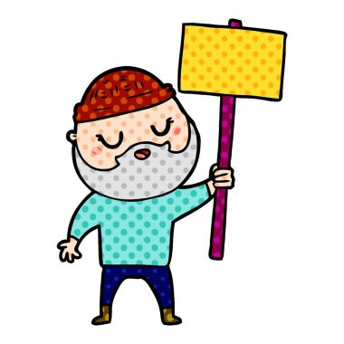 Sakallı çizgi film adamı.