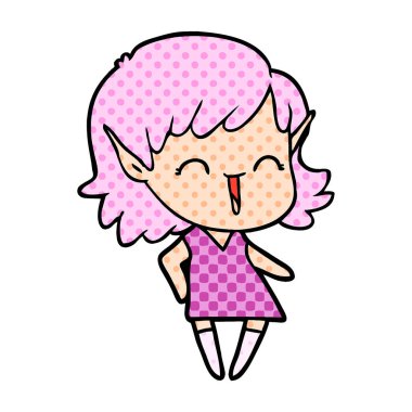 vektör çizim karikatür elf kızı