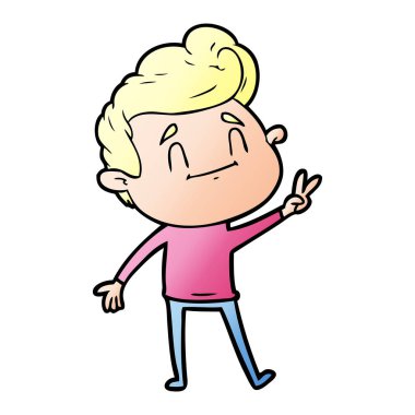 mutlu çizgi film adam vektör çizim